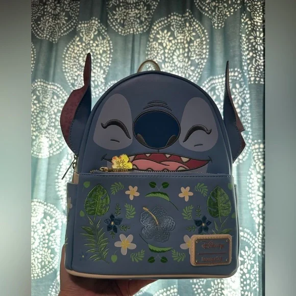 LOUNGEFLY DISNEY STITCH FLORAL COSPLAY MINI BACKPACK - Picture 1 of 8